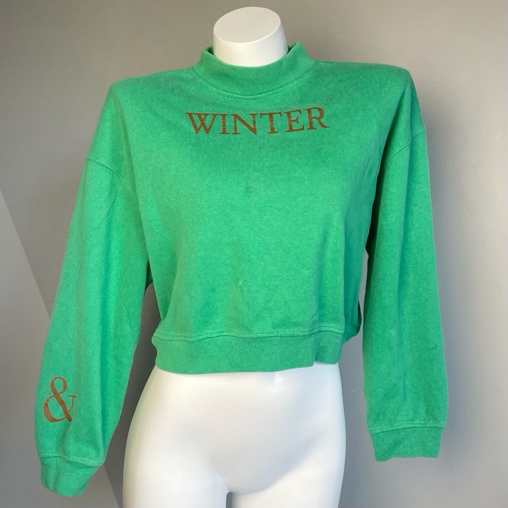 Vintage Green Winter Cropped Sweater